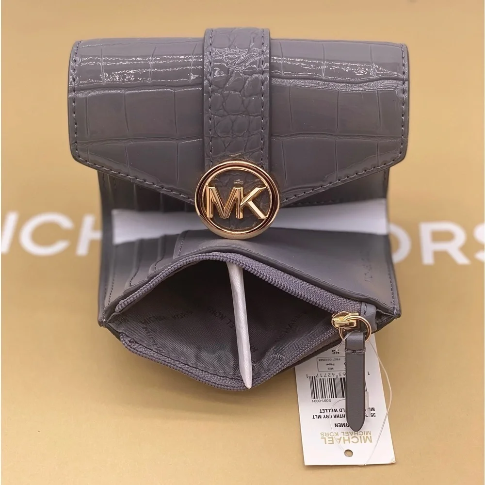 MICHAEL KORS CARMEN MEDIUM WALLET HEATHER GREY MULTI